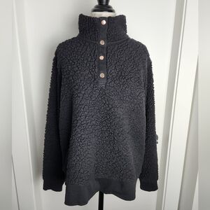 Fluffy Black Pullover Sweatshirt